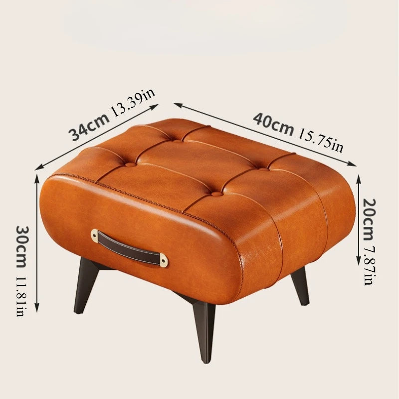 Foldable Foot Stool Extra Thick PU Leather & High-Density Foam Portable