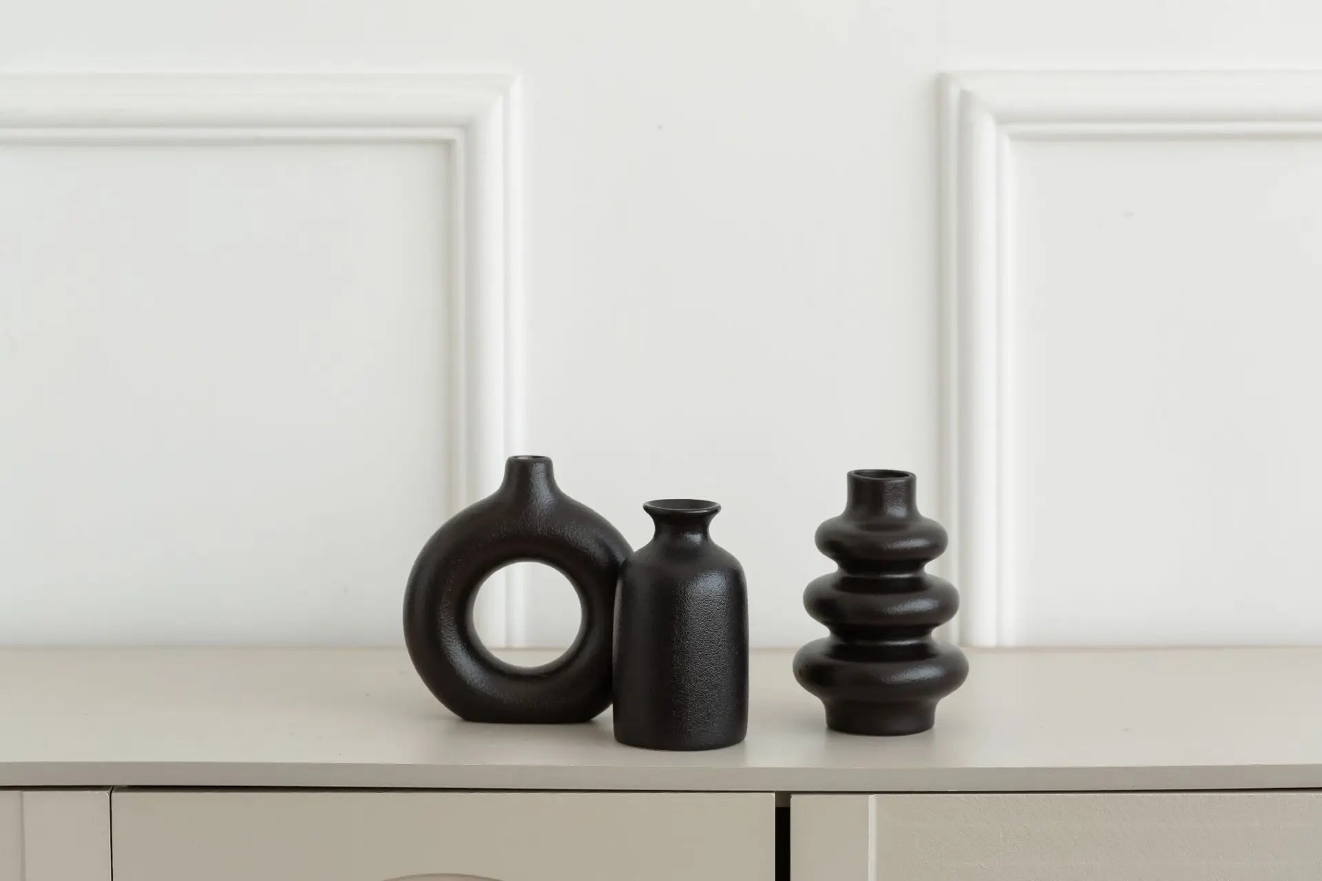 White Ceramic Bohemian Vase Set Creative home decoration vase ornaments