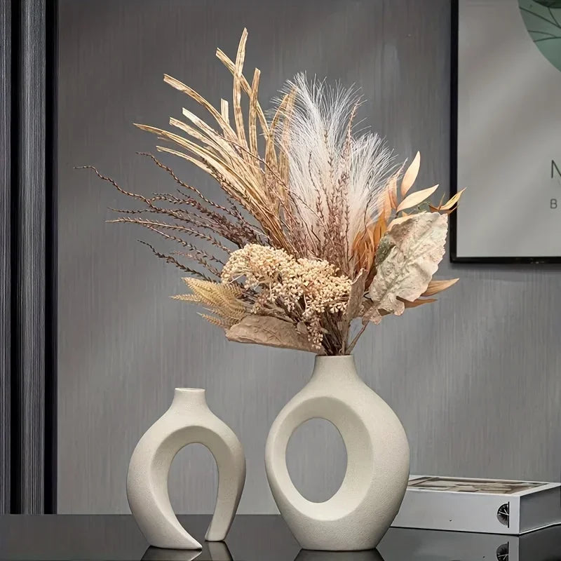 A Top Quality Hollow Nordic Modern Vase Set of 2 for Modern Home Decor