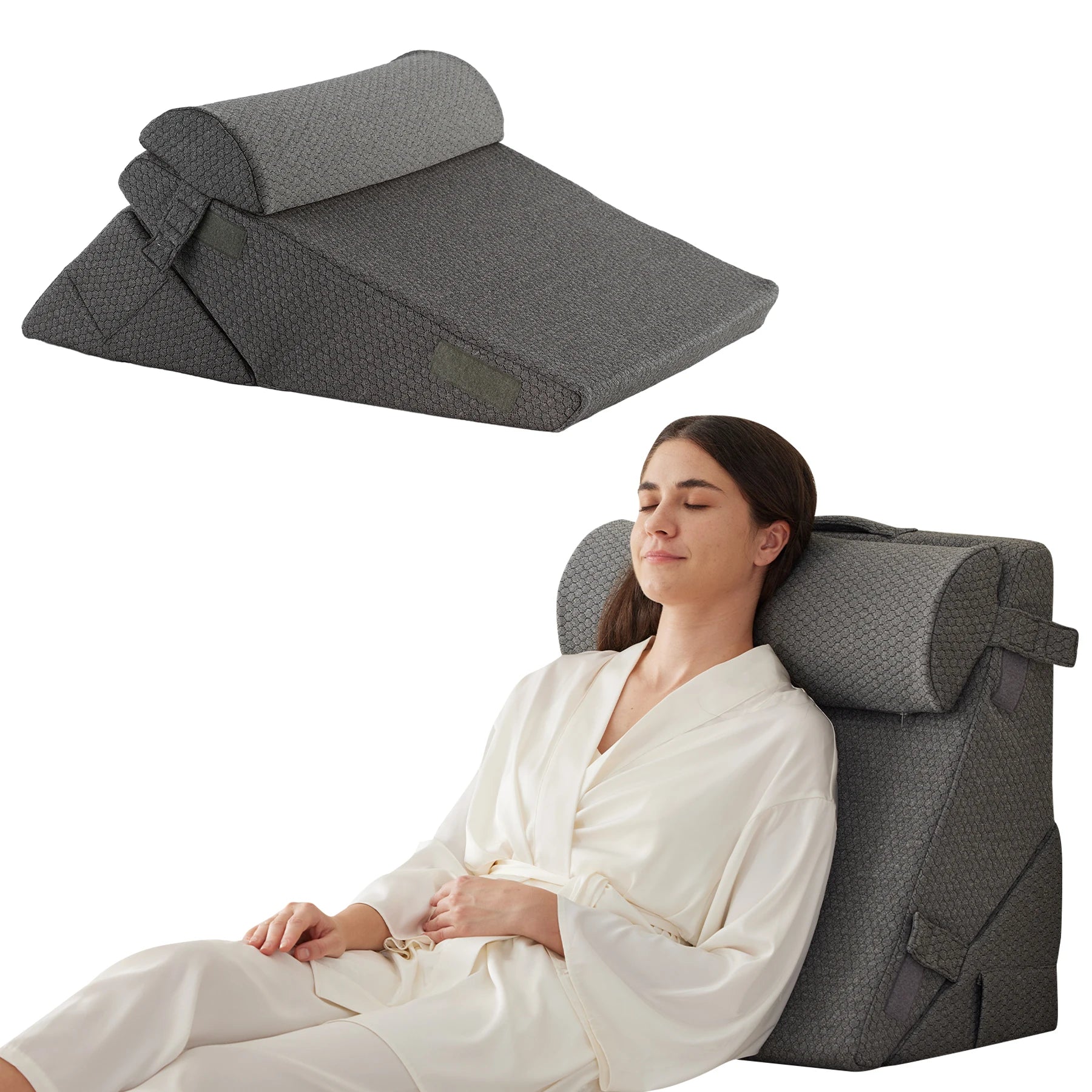 3pcs bed wedge pillow set, foam wedge pillow for back, leg and knee support