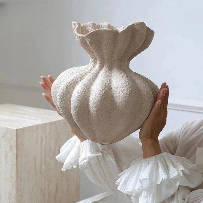 French Ceramic Vase Minimalist Floral Vessel Table Centerpiece Home Decor