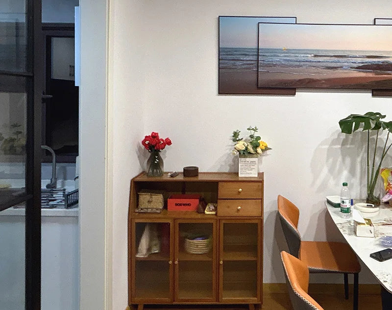Bamboo solid wood kitchen cabinets furniture sideboard side table furniture